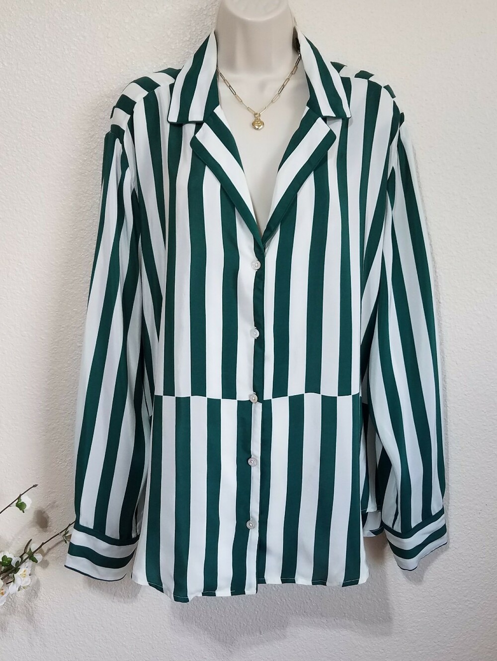 AYR Silk Blend Stripped Longsleeve Blouse